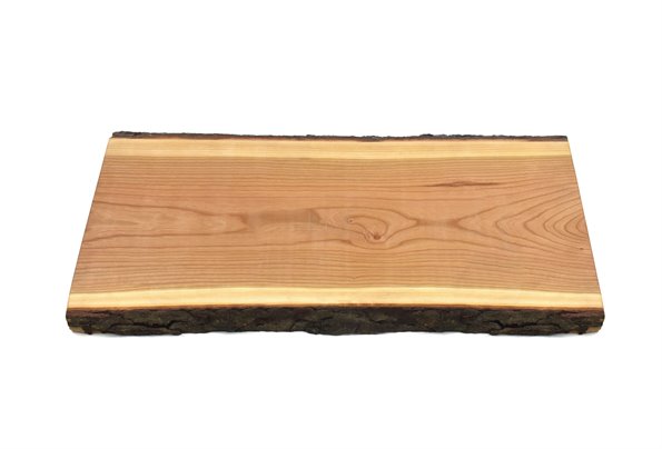 Medium live edge rectangular wood serving board