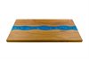 Large Teak wood & blue Epoxy cutting/serving board